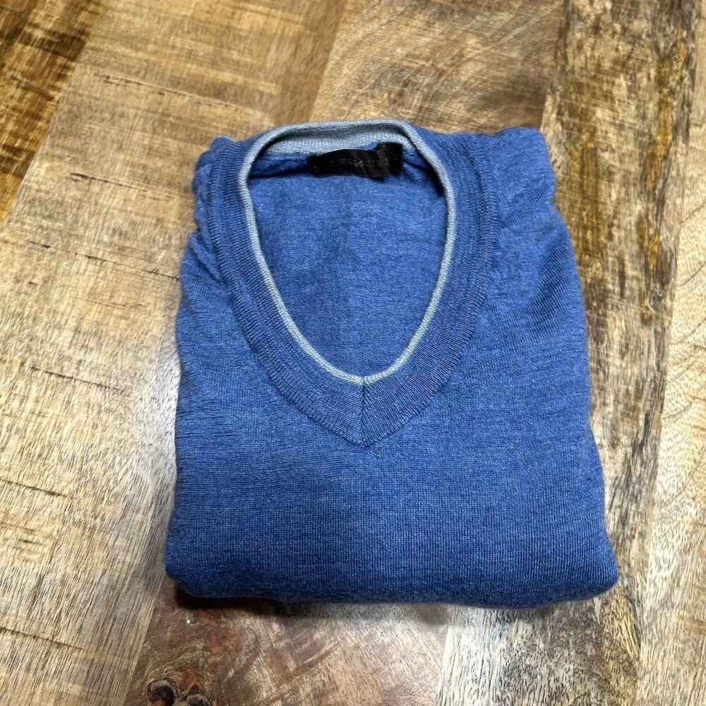 J. Hilburn Wool and Cashmere Blend Sweater Blue Men's Large